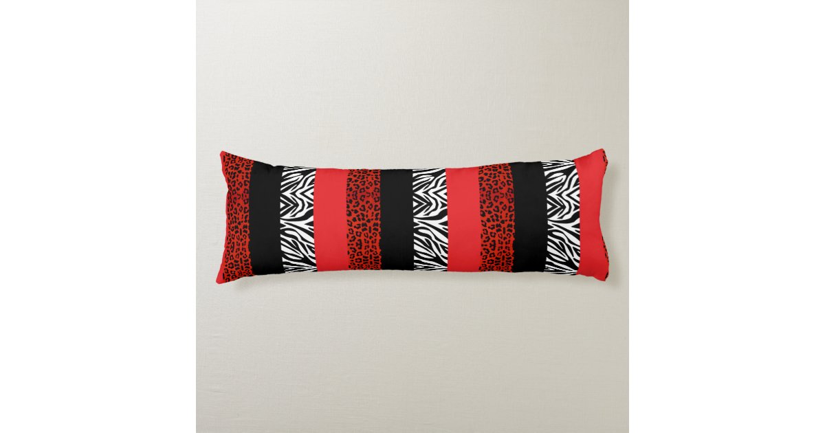 Red Leopard And Zebra Custom Animal Print Body Pillow Zazzle Com
