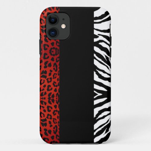 Red Leopard and Zebra Custom Animal Print iPhone 11 Case