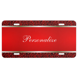 Red Leopard Animal Print Personalize License Plate
