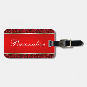 Red Leopard Animal Print Personalize Luggage Tag