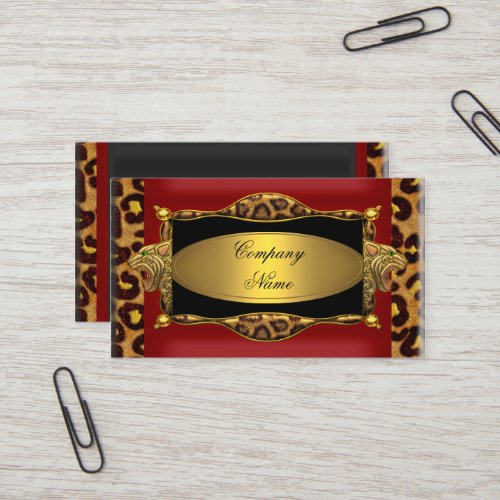 Red Leopard Black Gold Elegant Boutique 7 Business Card Template