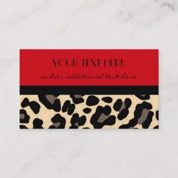 Red Leopard Business Card by cami7669 at Zazzle