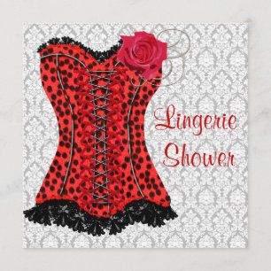 Red Leopard Corset Lingerie Bridal Shower Invitation