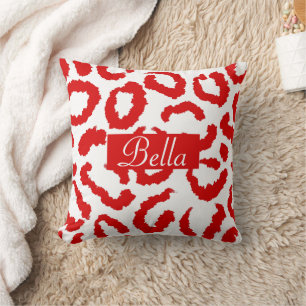 Red Leopard Pattern Throw Pillow