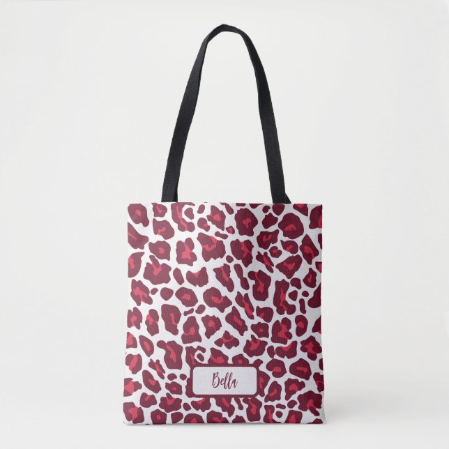 Red Leopard Pattern Tote Bag (Front)