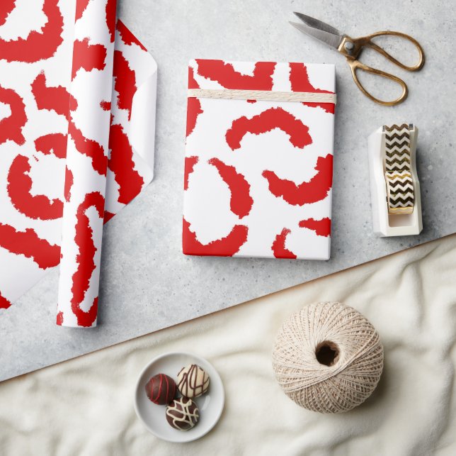 Red Leopard Pattern Wrapping Paper (Crafts)