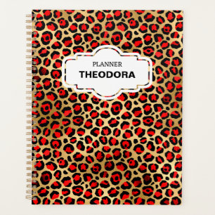 RED LEOPARD PRINT 12-month Planner & Stickers