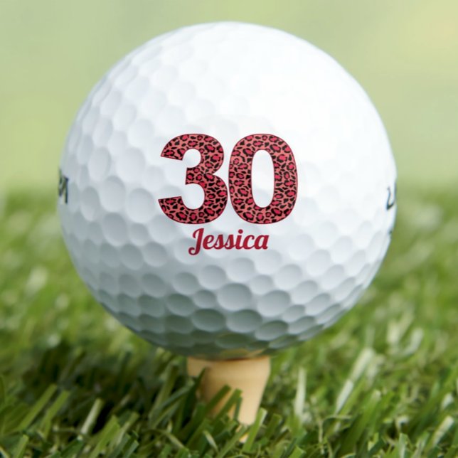 Red Leopard Print 30th Birthday Golfer 30 Years Golf Balls (Creator Uploaded)
