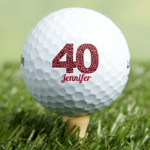 Red Leopard Print 40th Birthday Golfer 40 Years Golf Balls