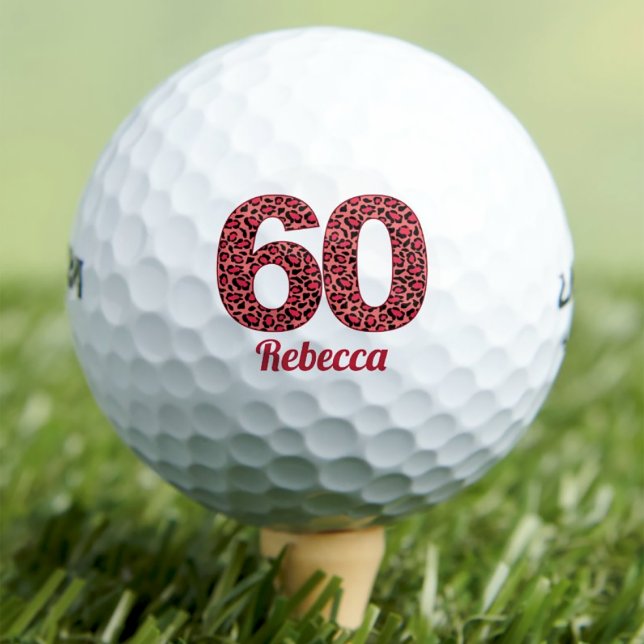 Red Leopard Print 60th Birthday Golfer 60 Years Golf Balls (Creator Uploaded)