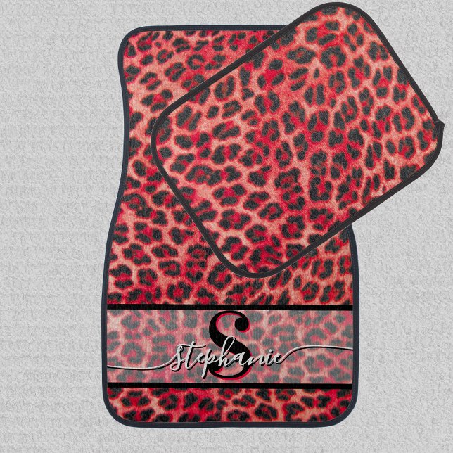 Red Leopard Print Car Floor Mats (Creator Uploaded)