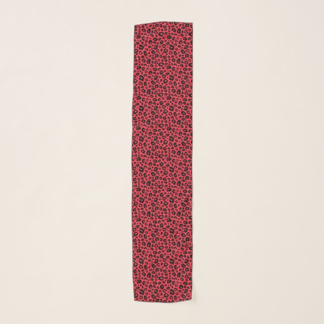 Red Leopard Print Chiffon Scarf (Front)