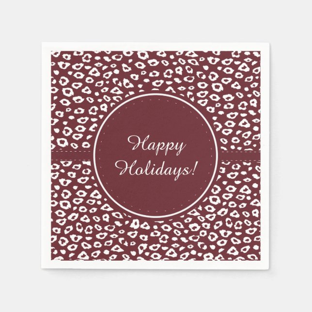 Red Leopard Print Christmas Napkins (Front)