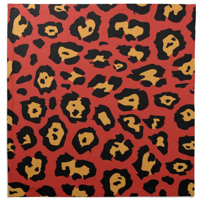 Red Leopard Print Cloth Napkin (Front)