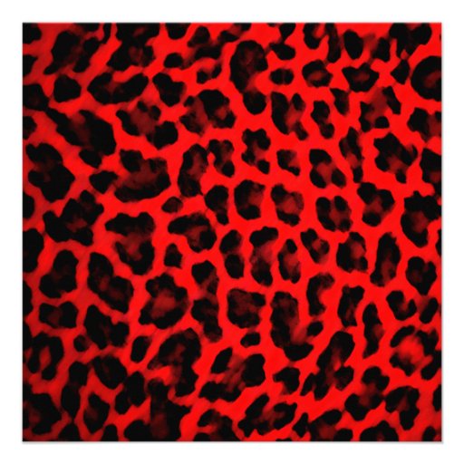 Red Leopard Print 5.25x5.25 Square Paper Invitation Card | Zazzle