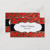 Red Leopard Print Faux Glitter Business Cards (Front/Back)