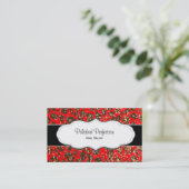 Red Leopard Print Faux Glitter Business Cards (Standing Front)