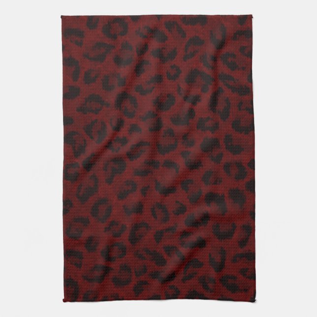 Red Leopard Print Kitchen Towel (Vertical)