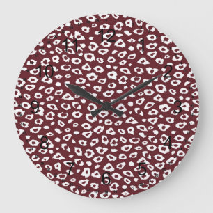 Red Leopard Print Large Clock