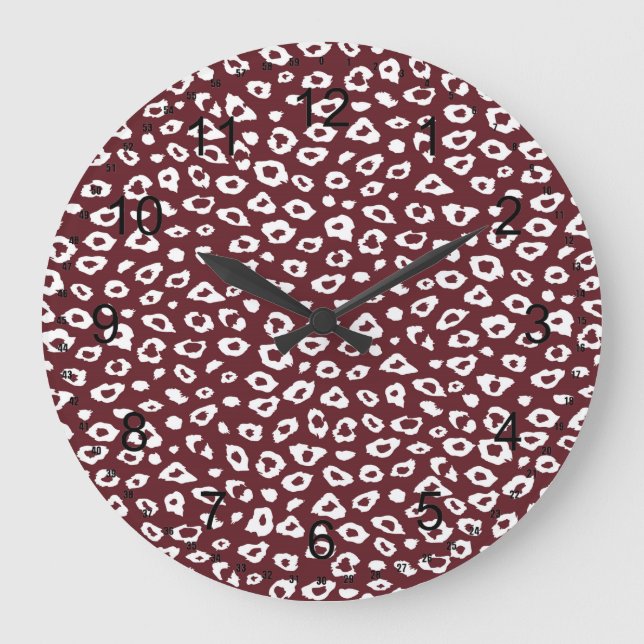 Red Leopard Print Large Clock (Front)