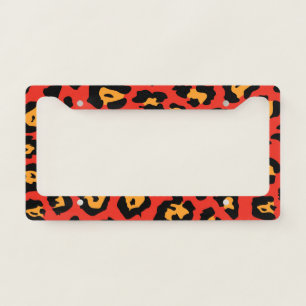 Red Leopard Print License Plate Frame