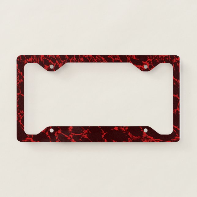 Red Leopard print License Plate Frame (Front)
