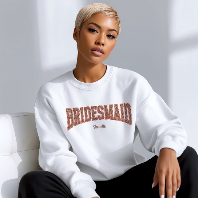 Red + Leopard Print Varsity BRIDESMAID Sweatshirt (Personalize with names, dates, locations or events)