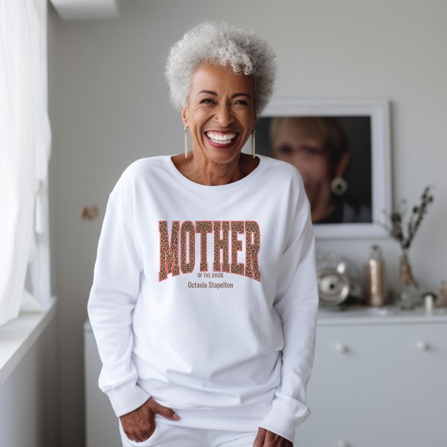 Red + Leopard Print Varsity MOTHER OF THE BRIDE Sweatshirt (Creator Uploaded)