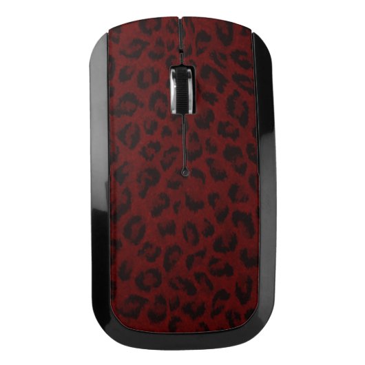Red Leopard Print Wireless Mouse (Front)