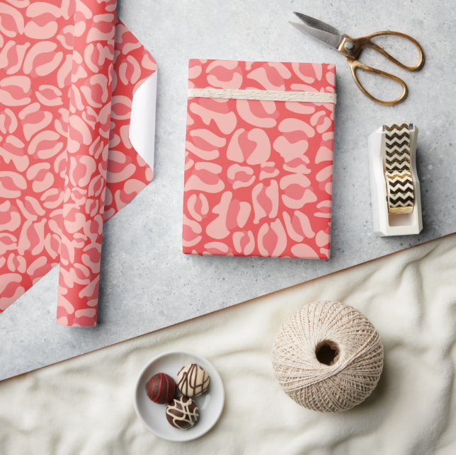 Red Leopard Print Wrapping Paper (Crafts)