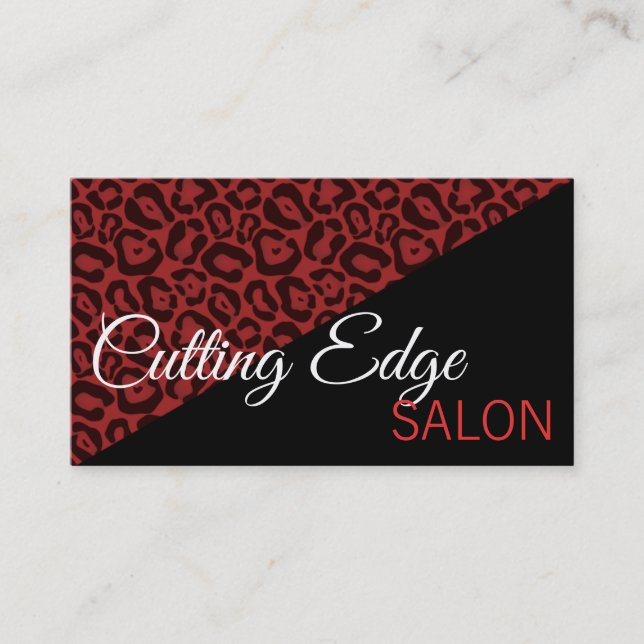 Red Leopard Salon Business Card (Front)