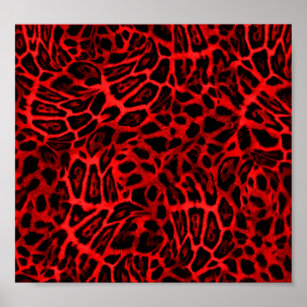 RED LEOPARD WOBBLE PATTERN BACKGROUNDS WALLPAPERS POSTER