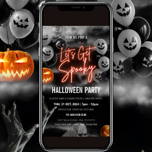 Red Lets Get Spooky Halloween Party Invitation