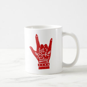 Red Lets Rock Today Hand Pose Grunge Mug