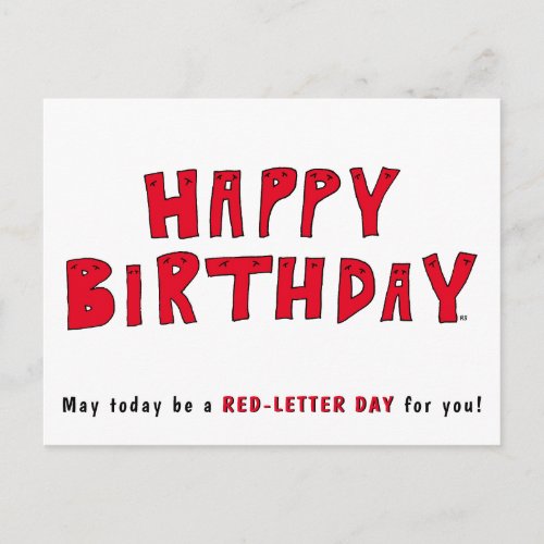 Red_Letter Day Funny Happy Birthday Wish Cartoon Postcard