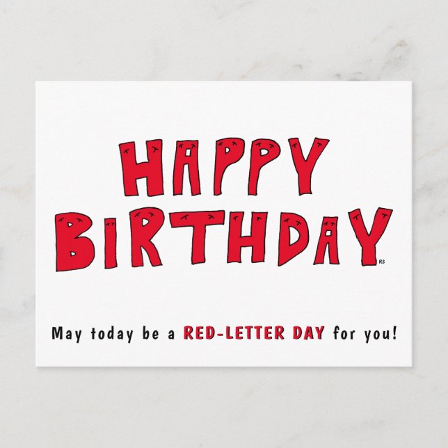 Red-Letter Day Funny Happy Birthday Wish Cartoon Postcard (Front)