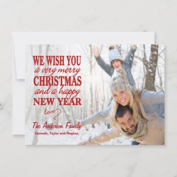 Red Lettered Merry Christmas Full-bleed Flat Cards by HolidayInk at Zazzle