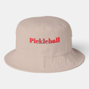 Red Letters Pickleball Khaki Bucket Hat