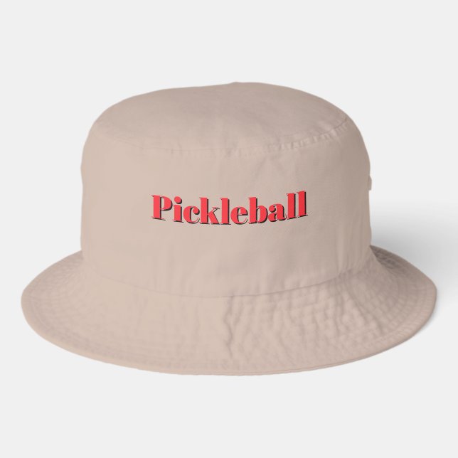 Red Letters Pickleball Khaki Bucket Hat (Front)