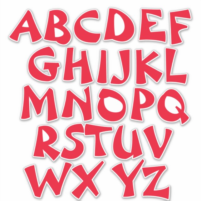 Red Letters White Alphabet Wall Sticker (Front)