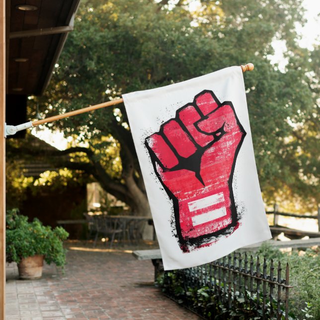 Red LGBTQ+ Rights Protest House Flag (In SItu)