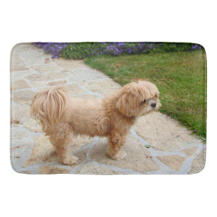 Red Lhasa Apso dog Bath Mat