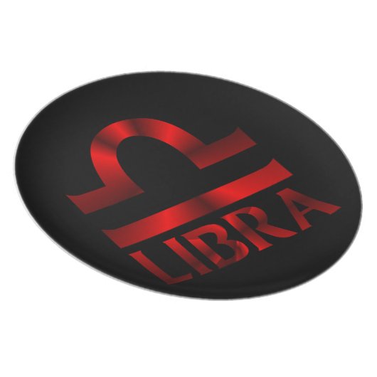Red Libra Horoscope Symbol Dinner Plate (Right Side)