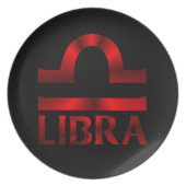 Red Libra Horoscope Symbol Dinner Plate (Front)