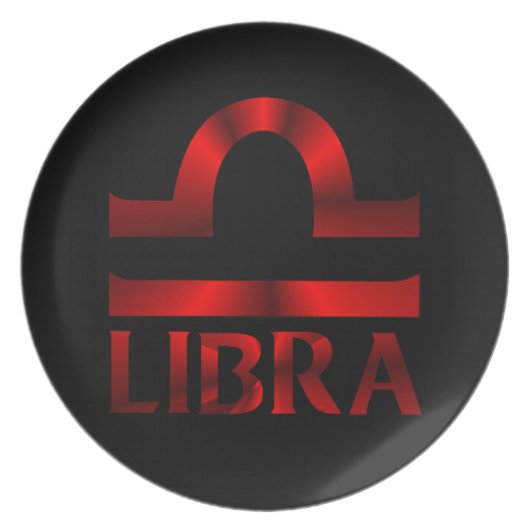 Red Libra Horoscope Symbol Dinner Plate (Front)