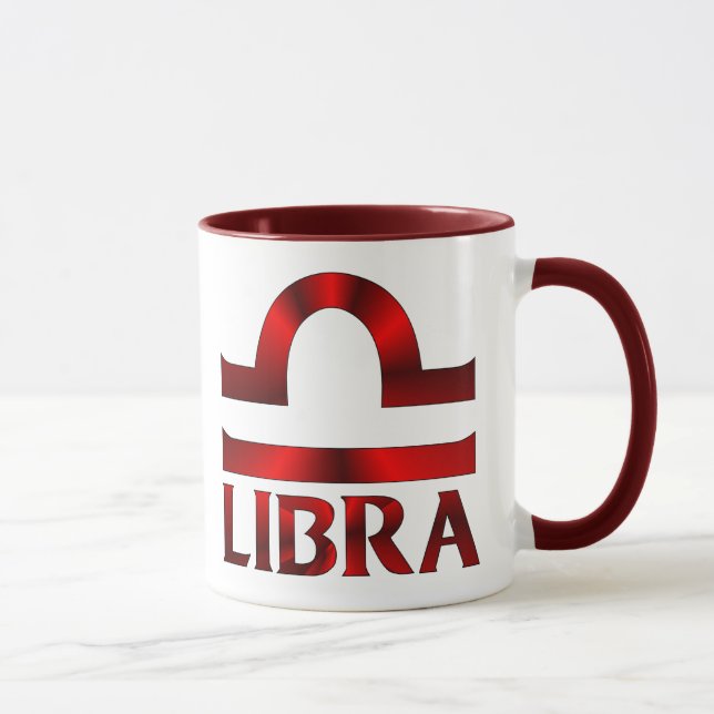 Red Libra Horoscope Symbol Mug (Right)