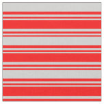 [ Thumbnail: Red & Light Gray Colored Stripes/Lines Pattern Fabric ]