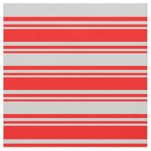 Red & Light Gray Colored Stripes/Lines Pattern Fabric