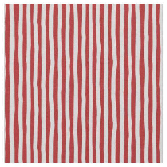 Red & Light Gray Wonky Stripes Fabric (Close Up)