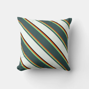 Red, Light Green, Gray, Mint Cream & Black Pillow